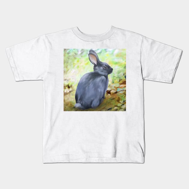 Black Rabbit In The Forest Kids T-Shirt by EmilyBickell